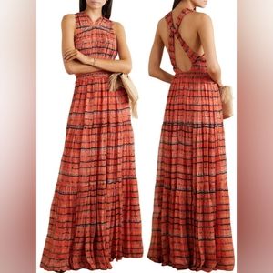 Ulla Johnson Freesia Open-Back Tie-Dyed Silk-Geirgette Maxi Dress - Orange Sz. 6